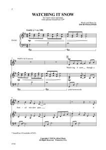 商品为SA 二声部合唱线谱 Watching It Snow 圣诞风格  童声女声合唱+钢琴谱  有试听-云音圈
