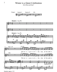 商品为SSA 三声部合唱线谱 Winter Is A Quiet Celebration  童声女声合唱谱 有试听-云音圈