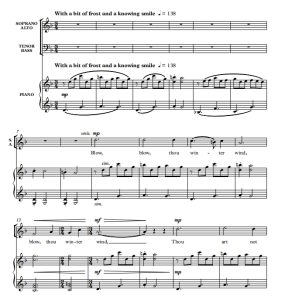 商品为SATB 四声部合唱线谱 不惧冬风凛冽 Blow, Blow, Thou Winter Wind  混声合唱SATB+钢琴谱 有试听-云音圈