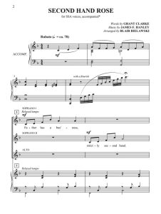 商品为SSA 三声部合唱线谱 二手玫瑰 Second Hand Rose 童声女声合唱+钢琴谱 有试听-云音圈