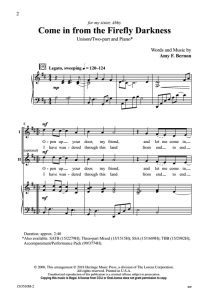 商品为SA 二声部合唱线谱 从萤火虫的黑暗里进来  童声女声合唱谱 有试听-云音圈