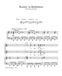 商品为SSA 三声部合唱线谱 伯利恒摇滚 Rockin' in Bethlehem 童声女声合唱谱 有试听-云音圈