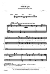 商品为SAB 三声部合唱线谱 冬日之光 Winterlight 贝尔农版  混声合唱谱 有试听-云音圈