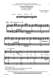 商品为SSA 三声部合唱线谱 北极光 Aurora Borealis 童声女声合唱谱 有试听-云音圈