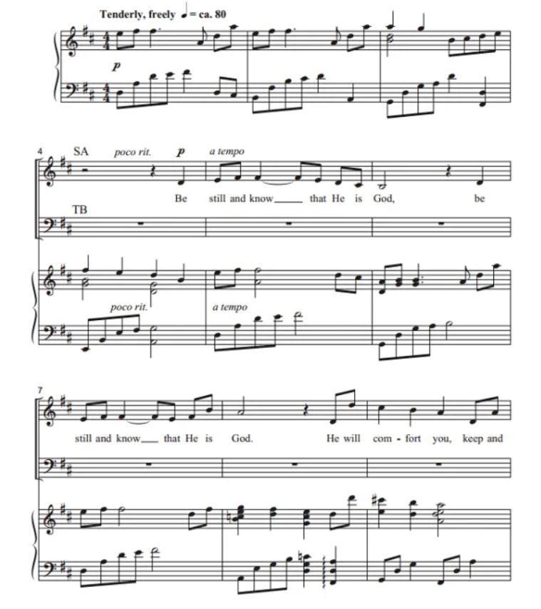 商品为合唱线谱 在宁静中领悟 Be Still and Know 约翰逊版 SATB 四声部混声合唱  有试听