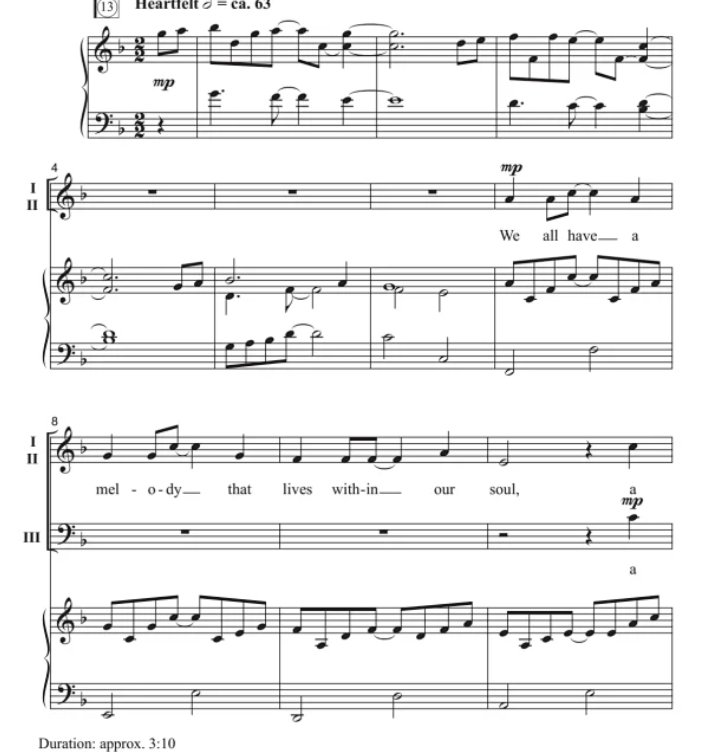 商品为合唱线谱 始终唱你的歌 Always Sing Your Song SAB 三声部混声合唱  有试听