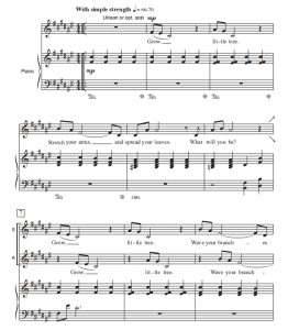 商品为合唱线谱 小树快快长 Grow, Little Tree 拉姆塞版 二声部童声女声合唱+钢琴  有试听-云音圈