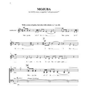 商品为SATB 四声部合唱线谱 尼日利亚民歌 Mojuba 阿卡贝拉  无伴奏混声合唱谱 有试听-云音圈