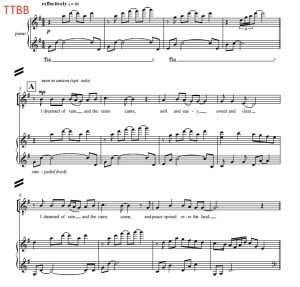 商品为合唱线谱 我梦见了雨 I Dreamed of Rain TTBB 四声部男声合唱  有试听-云音圈