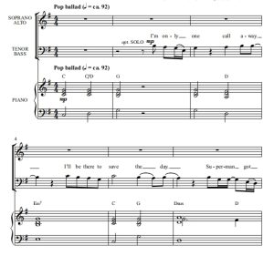 商品为SATB 四声部合唱线谱 断眉哥 One Call Away 比林斯利版 混声合唱谱 有试听-云音圈