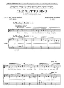商品为SATB 四声部合唱线谱 歌之天赋 The Gift of Sing 阿内森版  混声合唱+钢琴谱 有试听-云音圈