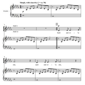 商品为SAB 三声部合唱线谱 每个人 Each and Every One 贝克版 混声合唱谱 有试听-云音圈