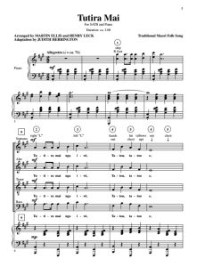 商品为SATB 四声部合唱线谱 毛利民歌 Tutira Mai 莱克版  混声合唱+钢琴谱 肢体动作 有试听-云音圈