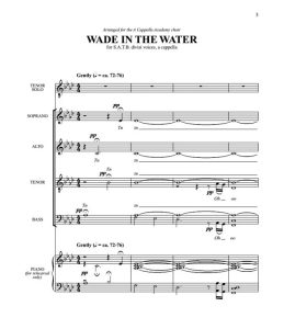 商品为SATB 四声部合唱线谱 涉水而行 Wade in the Water迪茨版 阿卡贝拉 无伴奏混声合唱谱 有试听-云音圈