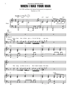 商品为TBB 三声部合唱线谱 火星哥 When I Was Your Man 赫夫版 男声流行合唱谱 有试听-云音圈