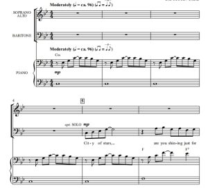 商品为SAB 三声部合唱线谱 爱乐之城 City of Stars 阿特豪斯版 混声合唱谱 有试听-云音圈