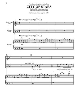 商品为SATB 四声部合唱线谱 爱乐之城 City of Stars 阿特豪斯版 混声合唱谱  有试听-云音圈