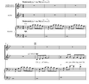 商品为SSA 三声部合唱线谱 爱乐之城 City of Stars 阿特豪斯版 童声女声合唱谱 有试听-云音圈