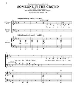 商品为SATB 四声部合唱线谱 爱乐之城 Someone in the Crowd 混声合唱谱 有试听-云音圈