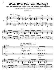 商品为SATB 四声部合唱线谱 狂野女郎金曲串烧 Wild, Wild Women 混声合唱谱 有试听-云音圈