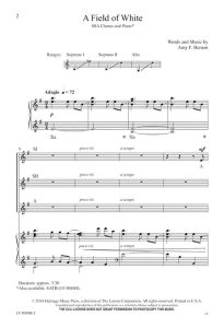 商品为SSA 三声部合唱线谱 白色田野 A Field Of White 童声女声合唱SSA+钢琴谱 有试听-云音圈
