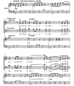 商品为合唱线谱 细细的月亮 The Slender Moon SATB 四声部混声合唱  有试听-云音圈