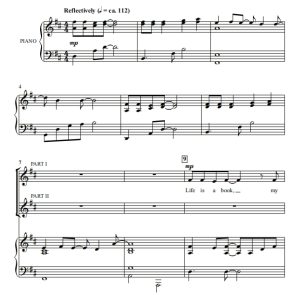 商品为SA 二声部合唱线谱 翻开这一页 Turning the Page 童声女声合唱谱 有试听-云音圈