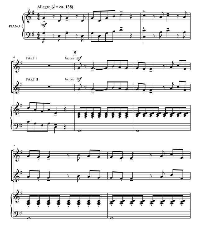 商品为SA 二声部合唱线谱 莫扎特卡祖笛小夜曲 Eine Kleine Kazoo Musik  童声女声合唱谱 有试听