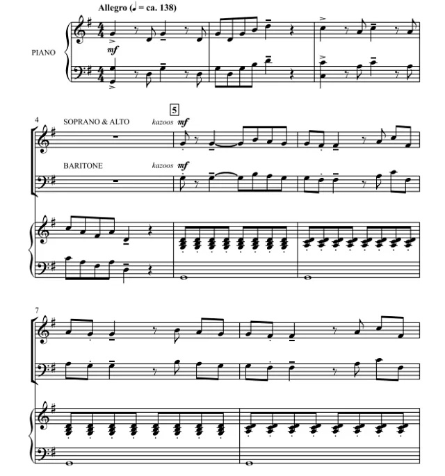 商品为SAB 三声部合唱线谱 莫扎特卡祖笛小夜曲 Eine Kleine Kazoo Musik  混声合唱谱 有试听