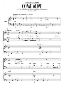 商品为伴奏分谱 马戏之王 Come Alive 布莱默版 合唱伴奏分谱 有试听-云音圈