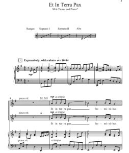 商品为SSA 三声部合唱线谱 Et in Terra Pax 莱特福特版 童声女声合唱谱 有试听-云音圈
