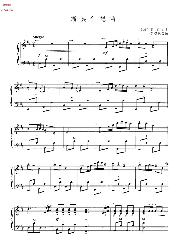瑞典狂想曲 手风琴独奏  有试听