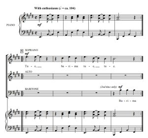 商品为SAB 三声部合唱线谱 Tue Tue 非洲民歌 格雷版 混声合唱谱 有试听-云音圈