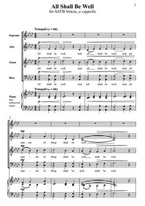 商品为SATB 四声部合唱线谱 一切都会好的 All Shall Be Well 布罗斯版 阿卡贝拉 无伴奏混声合唱谱 有试听-云音圈