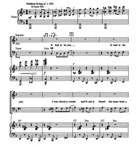 商品为SATB 四声部合唱线谱 一定是你 It Had To Be You 泽格里版 混声爵士合唱谱 有试听-云音圈