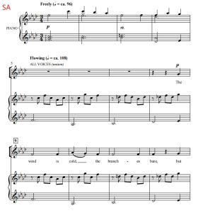 商品为SA 二声部合唱线谱 十二月卡农 December Canon 布罗斯版 童声女声合唱谱 有试听-云音圈