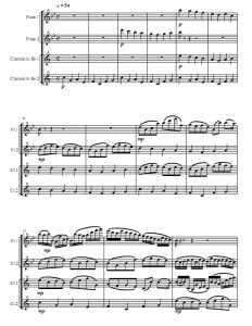 卡农 Canon 帕赫贝尔 2长笛与2单簧管四重奏 总谱+分谱 有试听-云音圈