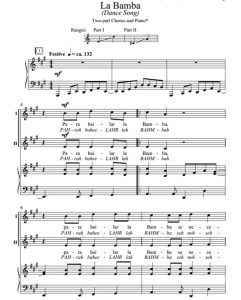 商品为SA 二声部合唱线谱 墨西哥民歌 La Bamba 吉尔平版 童声女声合唱+钢琴谱 有试听-云音圈