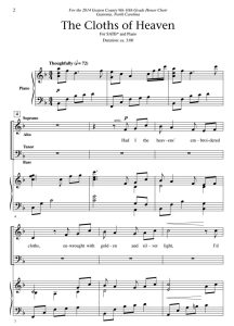 商品为SATB 四声部合唱线谱 天国的锦缎 The Cloths Of Heaven 约翰逊版 混声合唱谱 有试听-云音圈