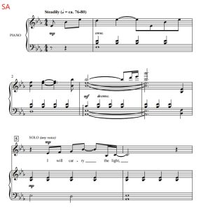 商品为SA 二声部合唱线谱 带来光芒 Carry the Light 贝克版  童声女声合唱谱 有试听-云音圈