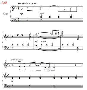 商品为SAB 三声部合唱线谱 带来光芒 Carry the Light 贝克版 混声合唱谱 有试听-云音圈