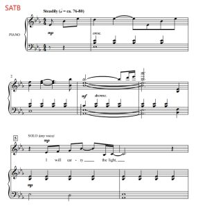 商品为SATB 四声部合唱线谱 带来光芒 Carry the Light 贝克版 混声合唱谱 有试听-云音圈