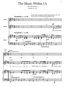 商品为SA 二声部合唱线谱 我们心里的音乐 The Music Within Us 马龙版  童声女声合唱+钢琴谱 有试听-云音圈