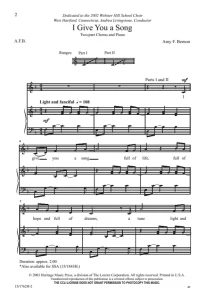 商品为SA 二声部合唱线谱 我给你一首歌 I Give You A Song 贝尔农版 童声女声合唱谱 有试听-云音圈