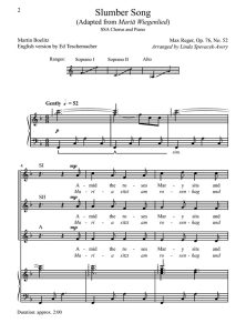 商品为SSA 三声部合唱线谱 摇篮曲 Slumber Song 斯佩伐克版 童声女声合唱+钢琴谱 人声 有试听-云音圈