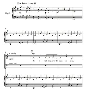 商品为SAB 三声部合唱线谱 河流的歌 Riversong 贝克版 混声合唱+钢琴谱 有试听-云音圈