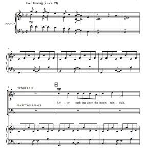 商品为TTBB 四声部合唱线谱 河流的歌 Riversong 贝克版 男声合唱+钢琴谱 有试听-云音圈