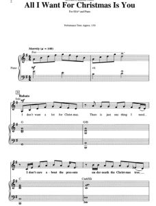 商品为SSA 三声部合唱线谱 玛丽亚凯莉 All I Want For Christmas Is You 赫夫版 童声女声流行合唱谱 有试听-云音圈