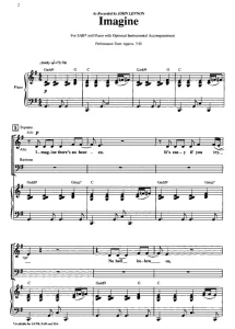 商品为SAB 三声部合唱线谱 约翰列侬 Imagine 赫夫版 混声合唱谱 有试听-云音圈