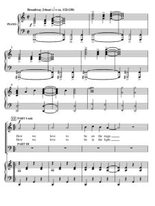 商品为SAB 三声部合唱线谱 舞台上 On the Stage 阿尔布雷克特版 混声合唱+钢琴谱 有试听-云音圈